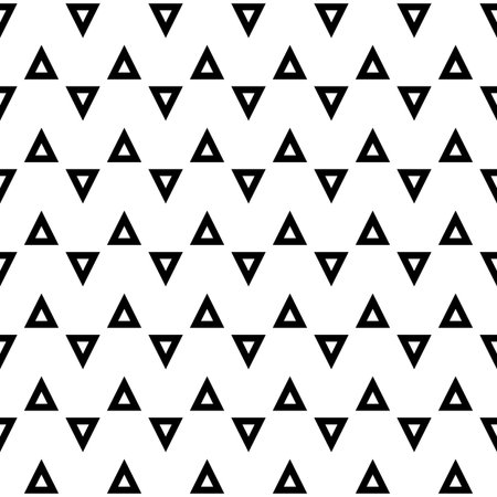 Simple geometric shape seamless pattern on white background vector illustration. Black triangle...