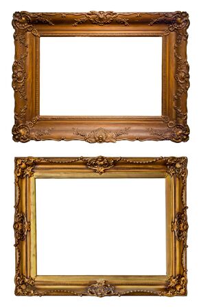 Old golden isolated art frameの写真素材