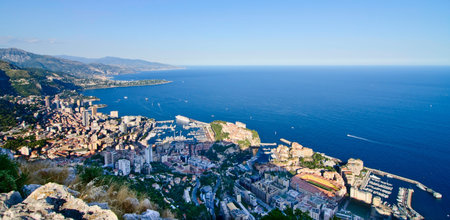 View of Monaco overseeing the town and harbor