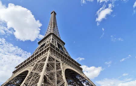 Impressive look on the Eiffel tower in France Paris