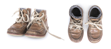 Isolated old kids shoesの写真素材