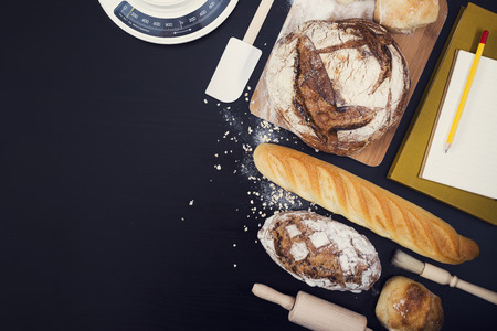 Bakery top view hero header image with copy space
