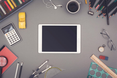 Creative top view tablet pc.