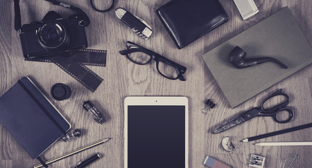 Tablet hipster hero header imageの写真素材