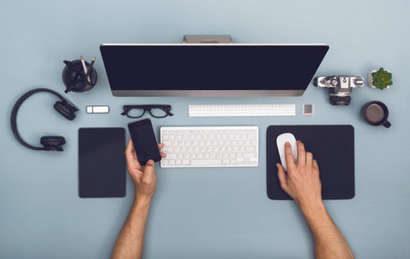 top view office desk