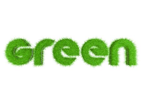 3D Green Word With Grassの写真素材