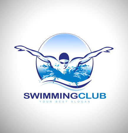 Swimming Club Design. Swimmer icon design. Creative Swimmer Vector.のイラスト素材