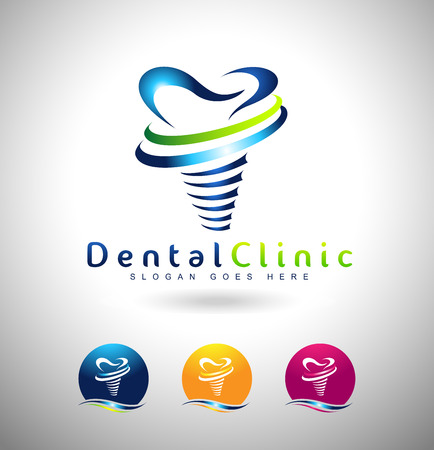 Dental Implant Design. Dentist Logo. Dental Implants Clinic Creative Company Vector Logo.のイラスト素材