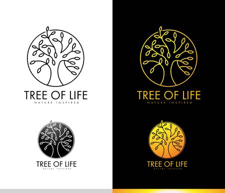 Monogram Tree Concept with Outlines Leaves Shape. Tree Icon, Leaves ,  Spiritual .のイラスト素材