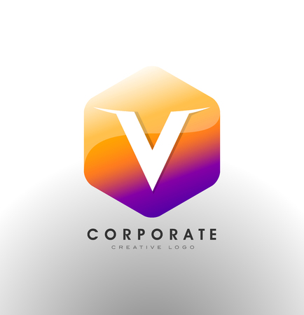 Letter V Logo. Corporate Hexagon With letter V inside.のイラスト素材
