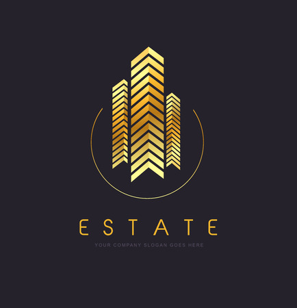 Real Estate Logo Design. Building Logo with Skyscrapersのイラスト素材