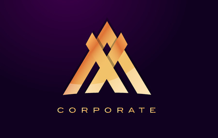 Letter A Logo. A Letter Design Vector with Golden Colors and Modern Design.のイラスト素材