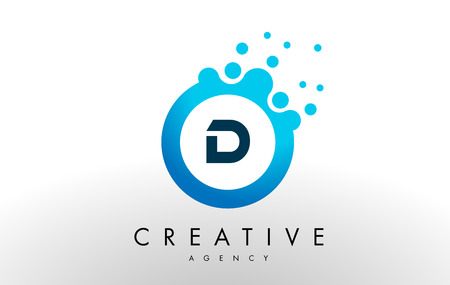 d Dots Letter . Blue Bubble Design Vector Illustration.のイラスト素材