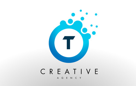 t Dots Letter . Blue Bubble Design Vector Illustration.のイラスト素材