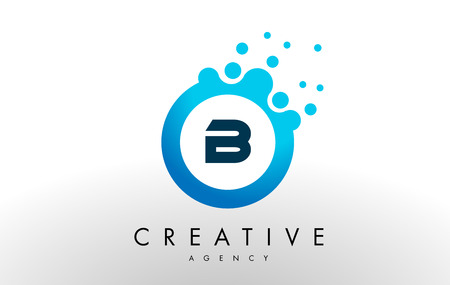 b Dots Letter Logo. Blue Bubble Design Vector Illustration.のイラスト素材