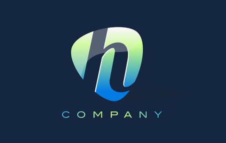 h Letter Logo. Oval Shape Modern Design with Glossy Look.のイラスト素材