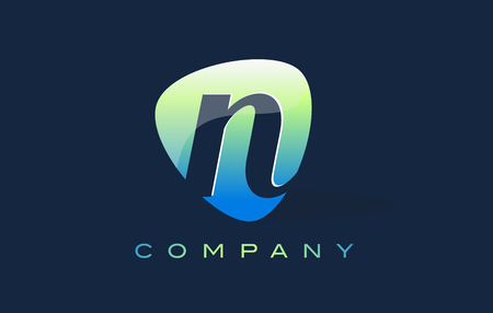 n Letter Logo. Oval Shape Modern Design with Glossy Look.のイラスト素材