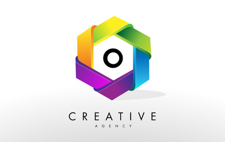 O Letter Logo. Corporate Hexagon Rainbow Design Vectorの写真素材