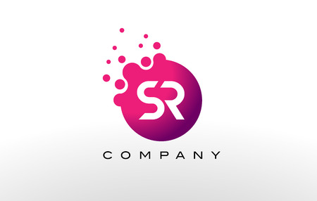 SR Letter Dots Logo Design with Creative Trendy Bubbles and Purple Magenta Colors.のイラスト素材