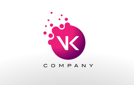 VK Letter Dots Logo Design with Creative Trendy Bubbles and Purple Magenta Colors.のイラスト素材