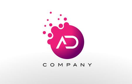 AD Letter Dots Logo Design with Creative Trendy Bubbles and Purple Magenta Colors.のイラスト素材