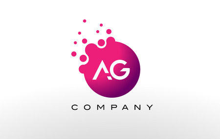 AG Letter Dots Logo Design with Creative Trendy Bubbles and Purple Magenta Colors.のイラスト素材