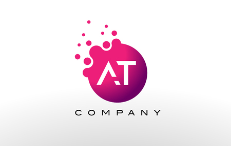 AT Letter Dots Logo Design with Creative Trendy Bubbles and Purple Magenta Colors.のイラスト素材
