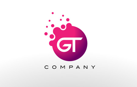 GT Letter Dots Logo Design with Creative Trendy Bubbles and Purple Magenta Colors.のイラスト素材
