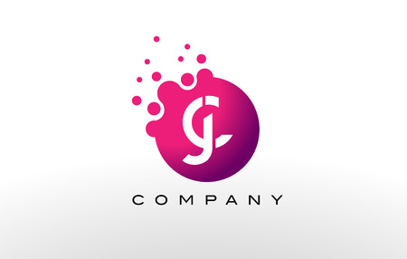 JC Letter Dots Logo Design with Creative Trendy Bubbles and Purple Magenta Colors.のイラスト素材