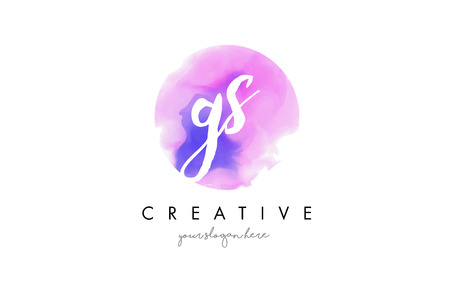 GS Watercolor Letter Logo Design with Purple Rounded Aquarella Brush Stroke.のイラスト素材