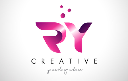 RY Letter Logo Design Template with Purple Colors and Dotsのイラスト素材