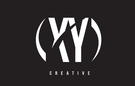 XY X Y White Letter Logo Design with White Background Vector Illustration Template.のイラスト素材