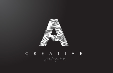 A Letter Logo with Zebra Lines Texture Design Vector Illustration.のイラスト素材