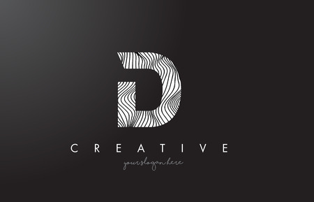 D Letter Logo with Zebra Lines Texture Design Vector Illustration.のイラスト素材