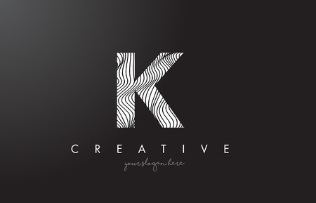 K Letter Logo with Zebra Lines Texture Design Vector Illustration.のイラスト素材