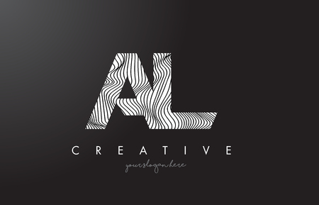 AL A L Letter Logo with Zebra Lines Texture Design Vector Illustration.のイラスト素材