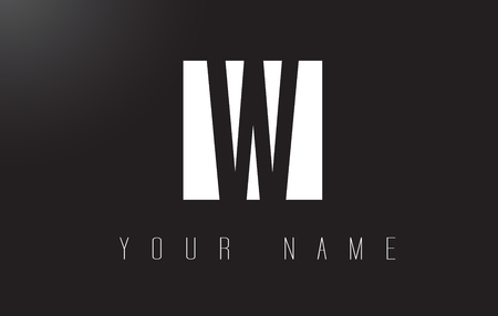 W Letter Logo With Black and White Letters Negative Space Design.のイラスト素材