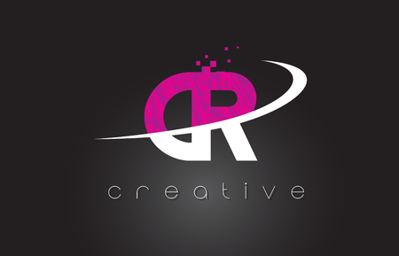 CR C R Creative Letters Design. White Pink Letter Vector Illustration. CR C R Creative Letters Design. White Pink Letter Vector Illustration.
