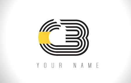 CB Black Lines Letter Logo. Creative Line Letters Design Vector Template.のイラスト素材
