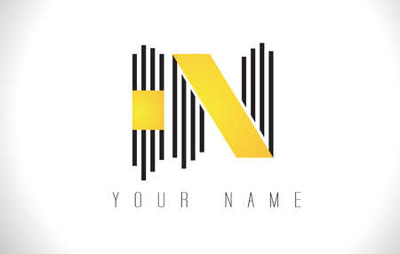 IN Black Lines Letter Logo. Creative Line Letters Design Vector Template.のイラスト素材