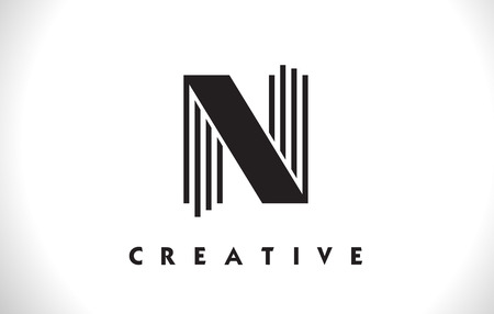 N Letter Logo With Black Lines Design. Line Letter Symbol Vector Illustrationのイラスト素材