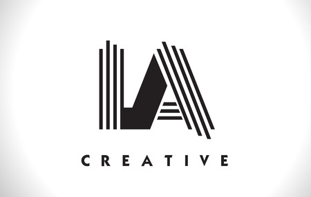 LA Letter Logo With Black Lines Design. Line Letter Symbol Vector Illustrationのイラスト素材