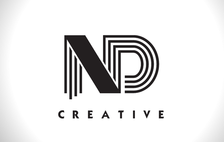ND Letter Logo With Black Lines Design. Line Letter Symbol Vector Illustrationのイラスト素材