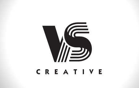 VS Letter Logo With Black Lines Design. Line Letter Symbol Vector Illustrationのイラスト素材