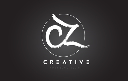 CZ Brush Letter Logo Design. Artistic Handwritten Brush Letters Logo Concept Vector.のイラスト素材