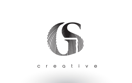 GS Logo Design With Multiple Lines. Artistic Elegant Black and White Lines Icon Vector Illustration.のイラスト素材