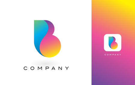 B Logo Letter With Rainbow Vibrant Colors. Colorful Modern Trendy Purple and Magenta Letters Vector Illustration.のイラスト素材