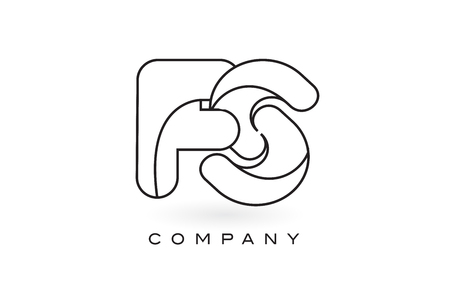 FS Monogram Letter Logo With Thin Black Monogram Outline Contour. Modern Trendy Letter Design Vector Illustration.のイラスト素材