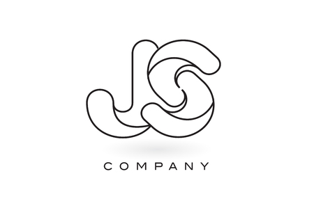 JS Monogram Letter Logo With Thin Black Monogram Outline Contour. Modern Trendy Letter Design Vector Illustration.のイラスト素材