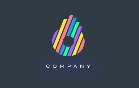 O Letter Logo Design with Colorful Rainbow Lines Vector. Rainbow Letter Icon Illustration